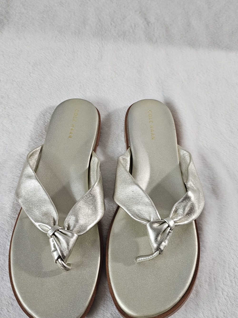 Cole Haan Silver Knot-Detail Thong Slippers for Women